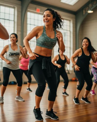 Mujeres en rutina grupal de ejercicio