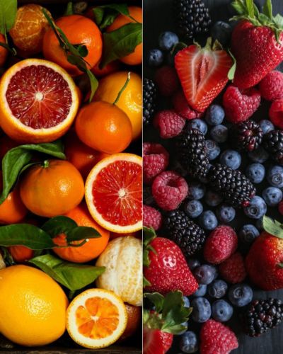 Foto de frutos rojos y cítricos