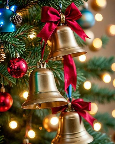 Campanas con moño rojo 