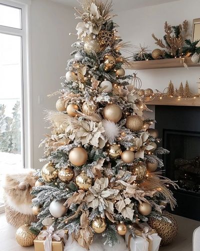 árbol navideño decoración dorada