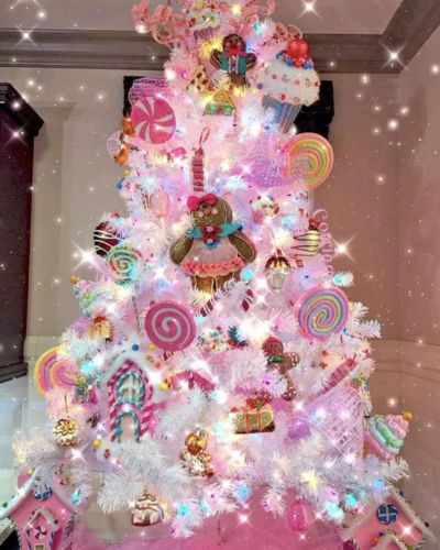 Árboles de Navidad temáticos en color blanco: Candyland