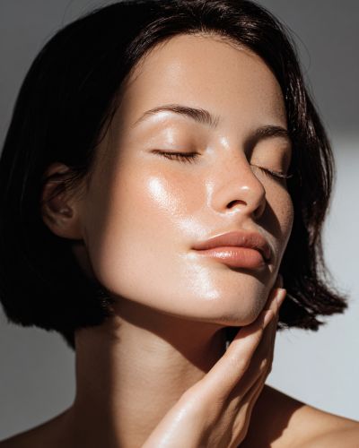 Mujer con piel hermosa por usar sérum de arroz