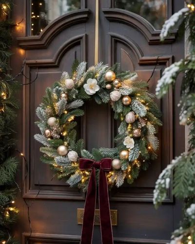 corona navideña decorada