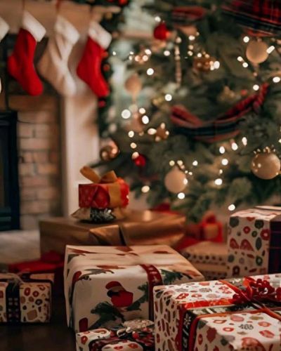 Regalos en el árbol de Navidad