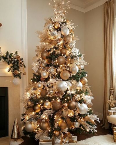 Árbol con decoración dorada 