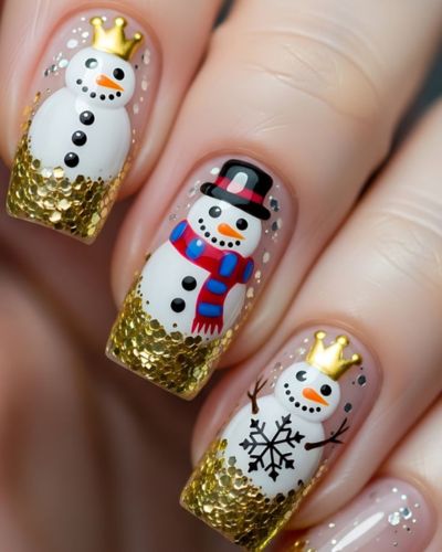 Diseño francés dorado con figuras de nieve