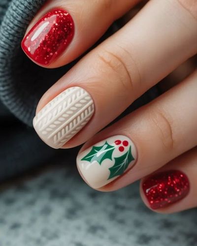 Uñas con decoraciones navideñas