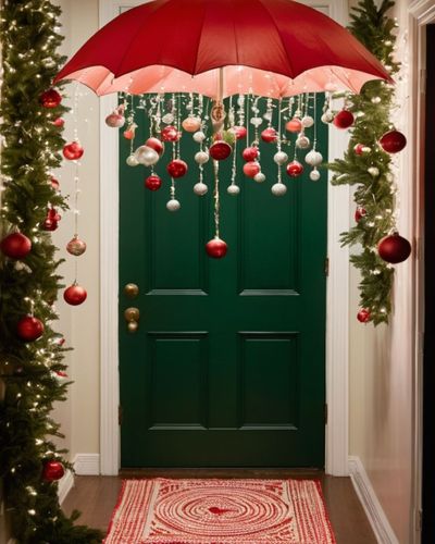 decoración de puerta de navidad