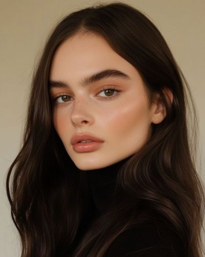 Maquilaje glowy de invierno con labios nude