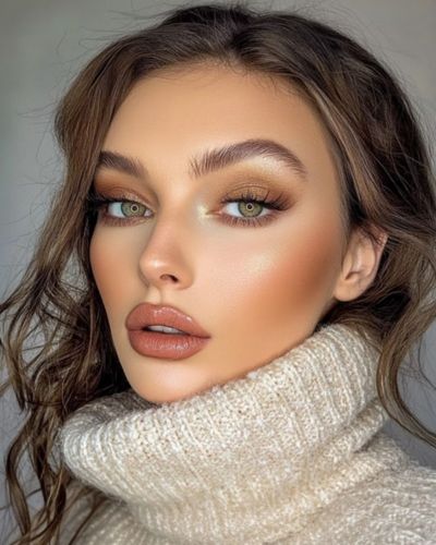 Maquillaje de invierno en tonos tierra, sobre piel media