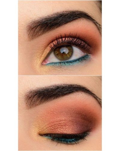 Maquillaje de ojos ombré con sombras neutras y coloridas