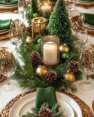 mesa navideña decorada