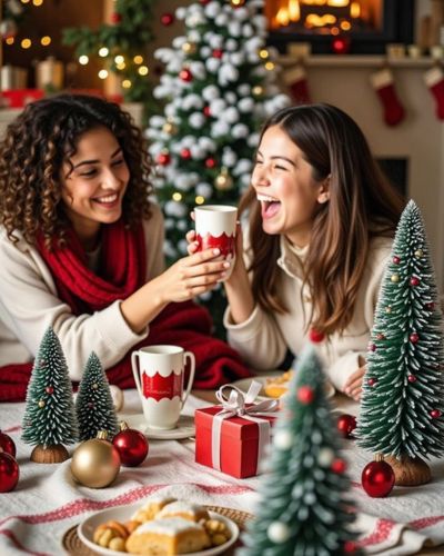 Reunión con amigas con mocktails navideños