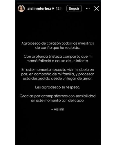 Mensaje de la hija de Eugenio Derbez en redes sociales por el fallecimiento de su madre 