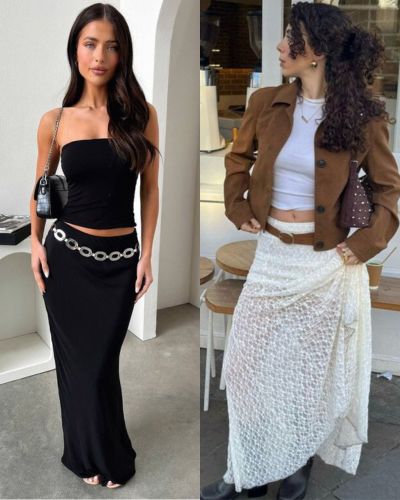 Outfits para el concierto de Bad Bunny con falda larga, 