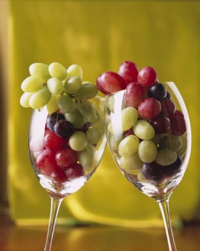 Dos copas con fruta de Fin de Año