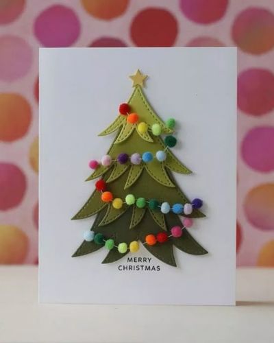 Tarjeta navideña con árbol de Navidad 3D