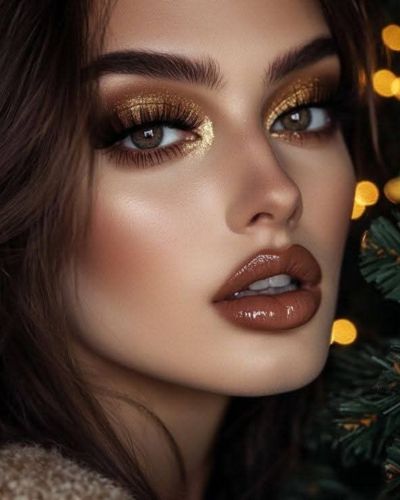 Sombras de ojos cobre para Navidad