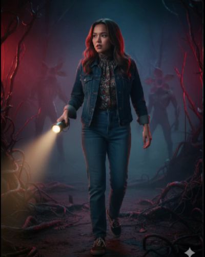 Stranger Things foto con Gemini en el Upside Down