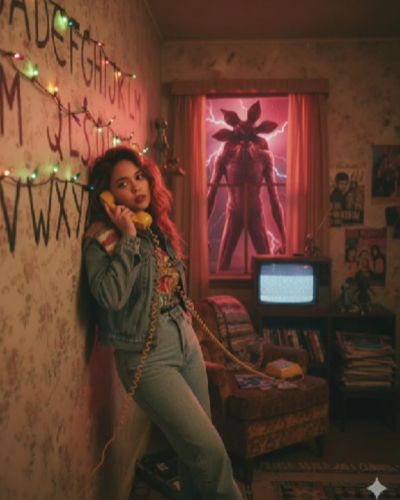 Stranger Things foto con Gemini con el Demogorgon