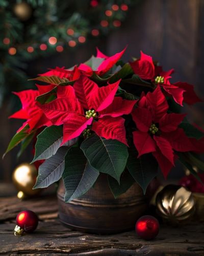 Maceta con estrella de Navidad