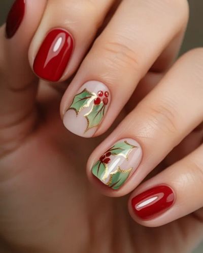 Uñas gelish nochebuena