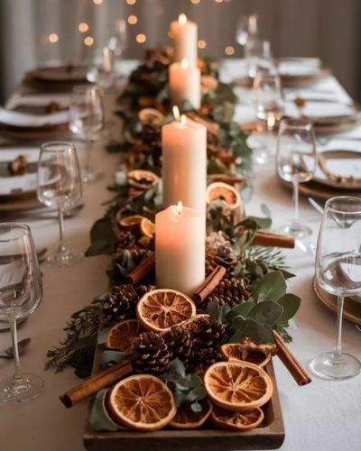 Decoraciones navideñas con frutas secas 