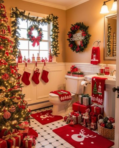 Decoración de baño recargado