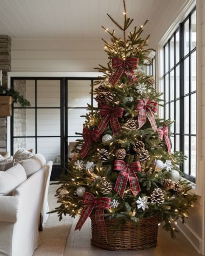 Árbol de Navidad cerca d ela ventana para atarer abundancia