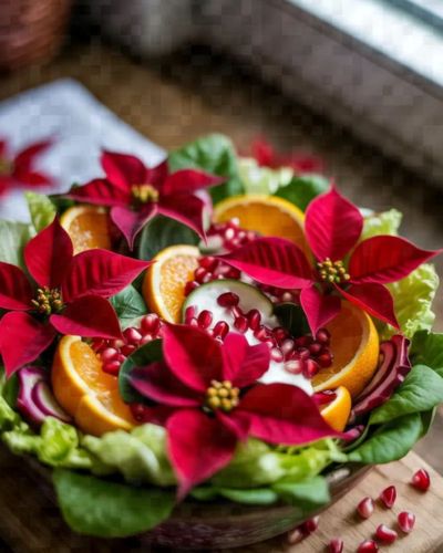 Ensalada saludable y colorida para comer en la cena de Navidad
