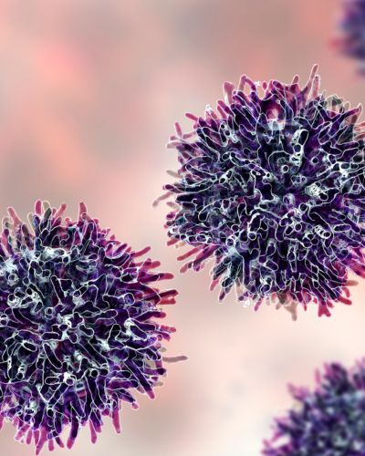 Células cancerígenas en ilustración cáncer gástrico