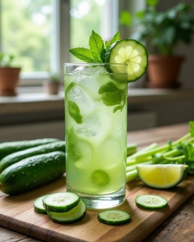 Jugo de limón, pepino y chía