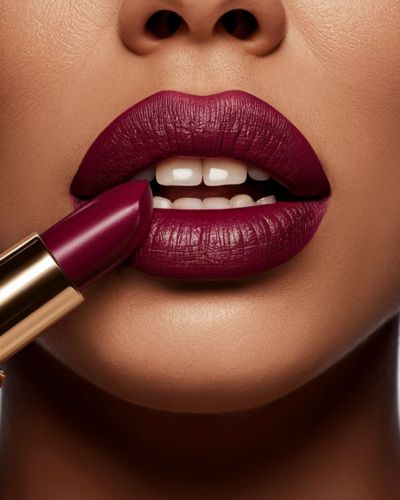 Labial ciruela en pieles morena