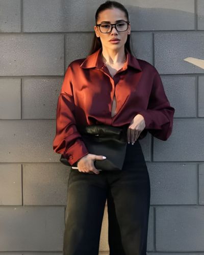 Blusa satinada asimétrica