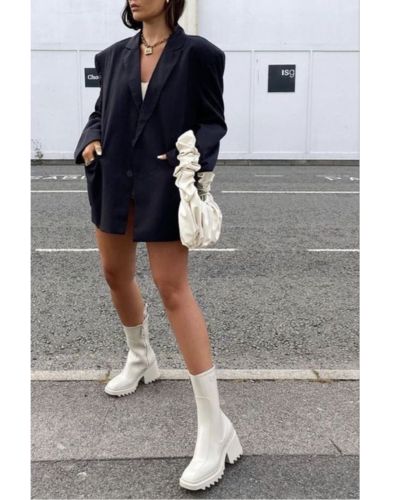 Botas blancas de tacón grueso 