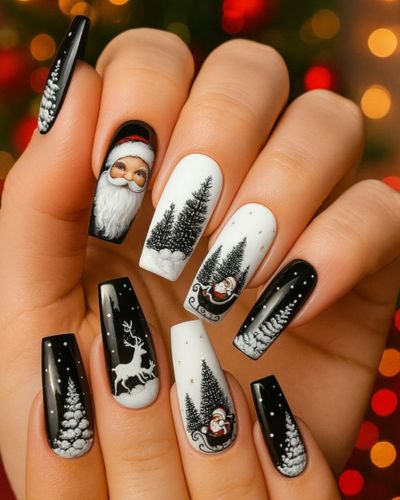 Tonos que puedes usar en manicura navideña de Papá Noel 