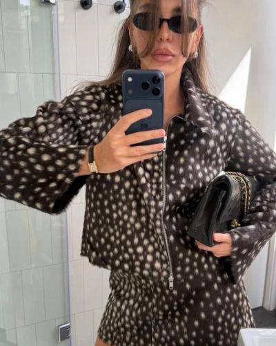 Conjunto bambi print de dos piezas, chaqueta y shor