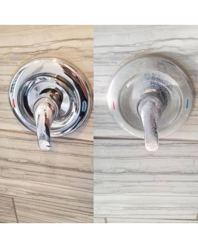 Cómo limpiar jabón pegado del cancel del baño