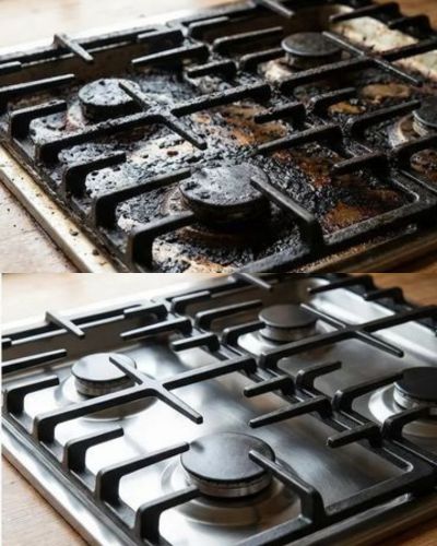 Eliminar cochambre de la estufa con esponja y limpiador sin dañar la superficie