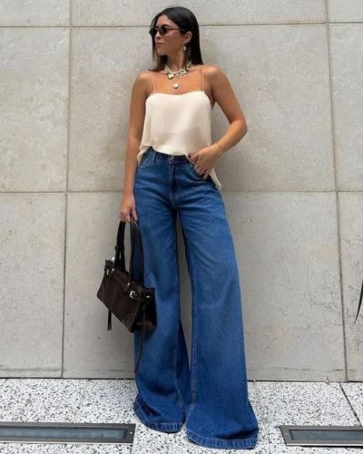 Jeans wide leg de tiro alto ideales para estilizar la figura según tu tipo de cuerpo