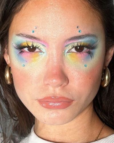 Maquillaje de ojos arcoíris