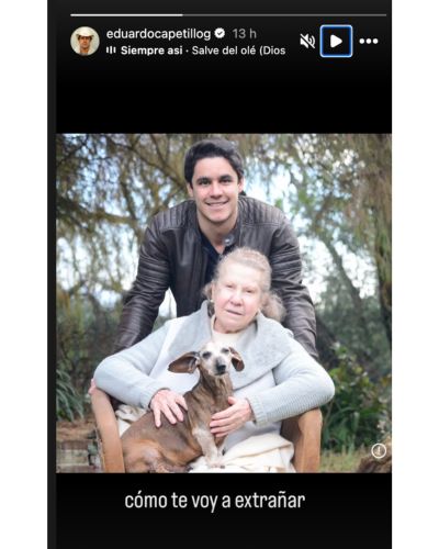 Foto de Eduardo Capetillo Jr junto a su abuela, María del Carmen Vázquez Alcaide, madre de Eduardo Capetillo