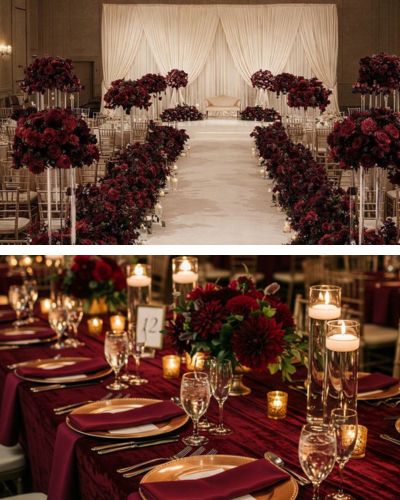 Paletas de colores para bodas 2026: Burgundy