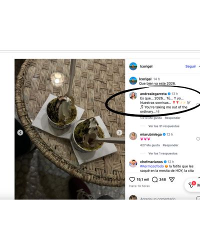 Comentario de Andrea Legarreta en la foto de Carlos Origel