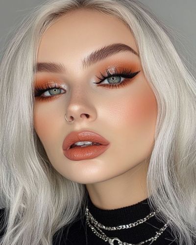 Maquillaje monocromático en colro naranja