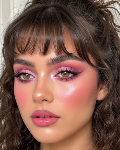 Maquillaje monocromático en color rosa