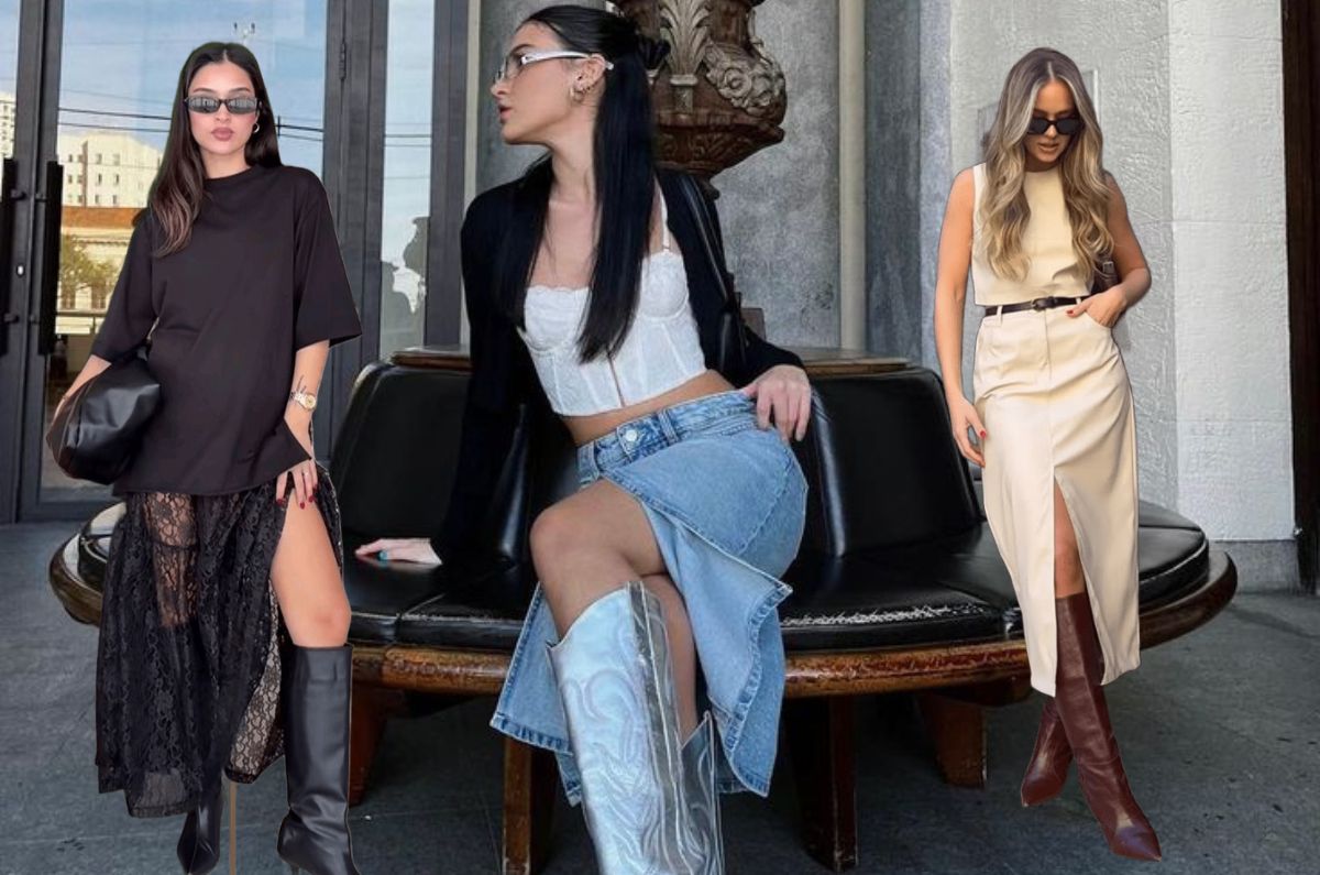 Outfits con botas largas y falda midi para arrasar esta primavera 2026