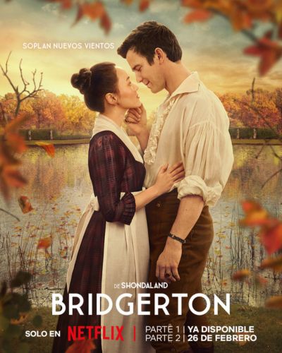 Imagen promocional de Bridgerton temporada 4 con pareja romántica antes del estreno de la segunda parte