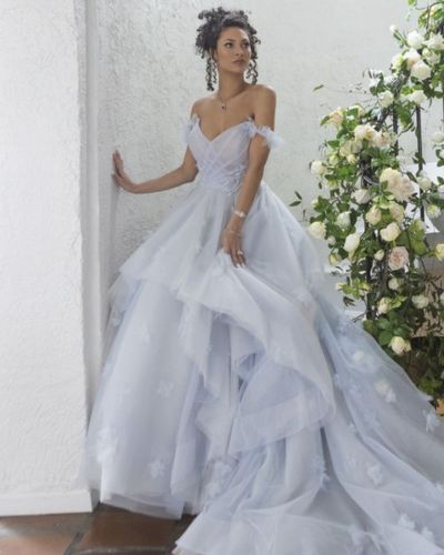 Vestido de novia azul celeste 