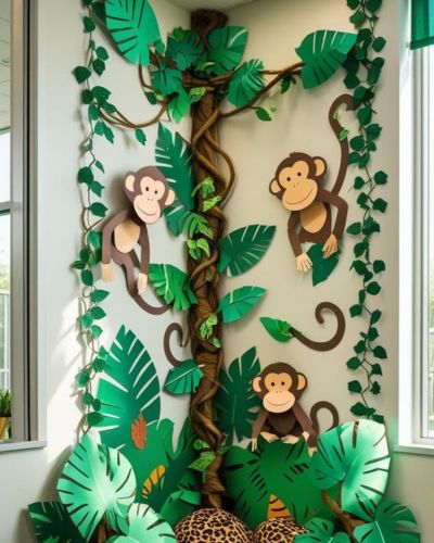 Decoración para celebrar el día del niño con temática de safari